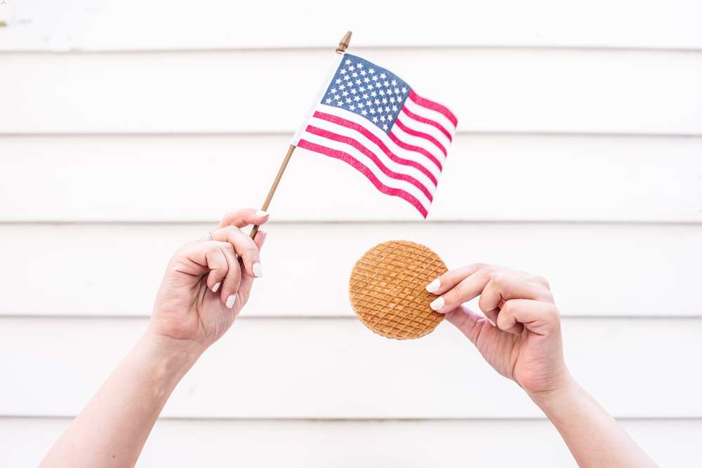 American flag and stroopwafel