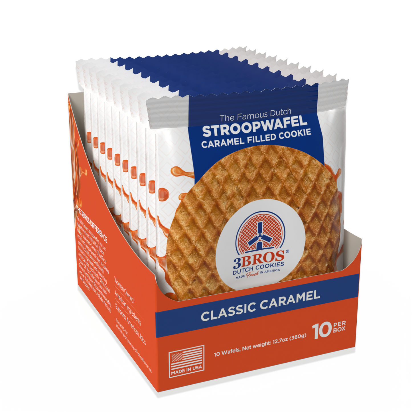 3BROS CLASSIC CARAMEL STROOPWAFELS - 10 count