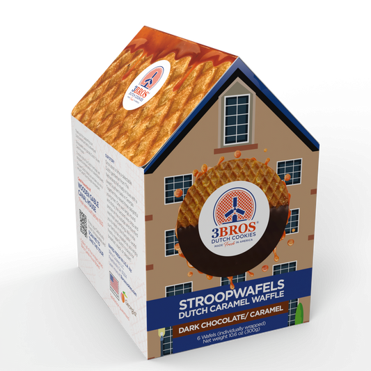 6 Dark Chocolate Dipped Stroopwafels in Amsterdam Canal House Box