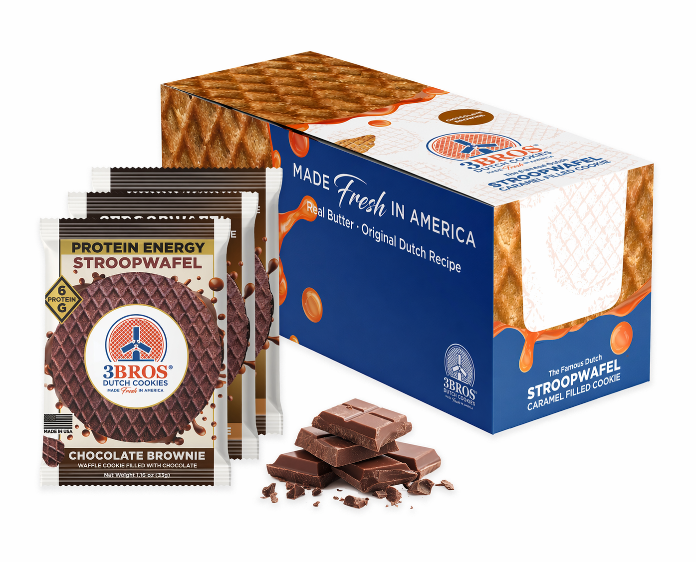 3 Bros Cookies Protein Stroopwafels - 20 Count