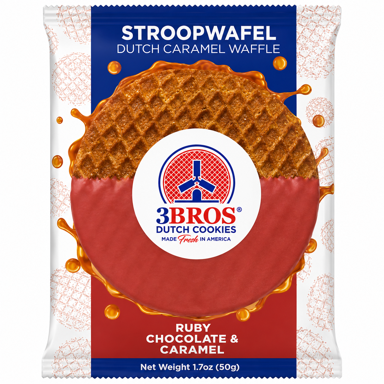 💗 Exquisite Ruby Chocolate‑Dipped Caramel Stroopwafel - Case of 16 singles