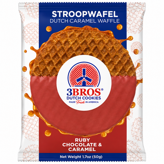 💗 Exquisite Ruby Chocolate‑Dipped Caramel Stroopwafel - Case of 16 singles