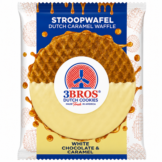 Decadent White Chocolate‑Dipped Caramel Stroopwafel - Case of 16 singles