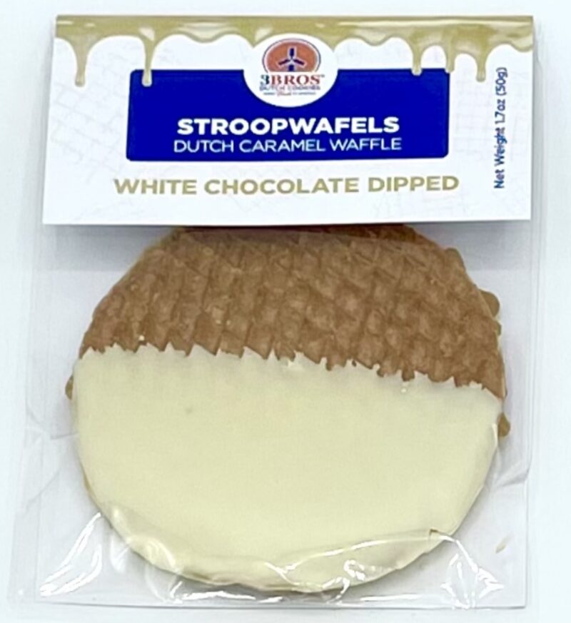 A 3Bros Stroopwafel Dipped in White Chocolate
