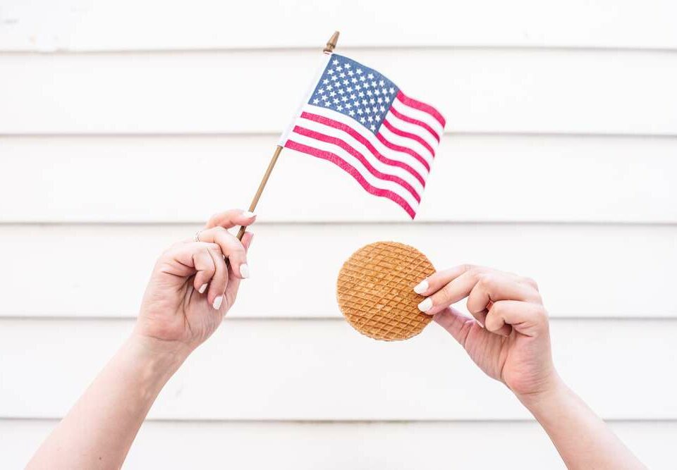 American flag and stroopwafel