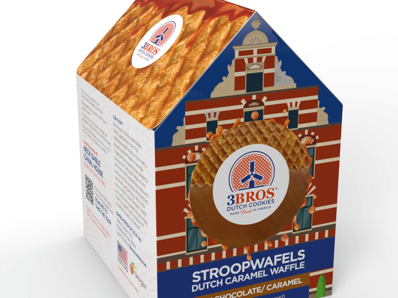 Milk chocolate dipped stroopwafels in an Amsterdam Canal House Box