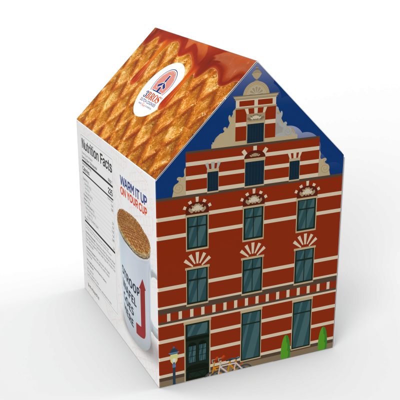 Milk chocolate dipped stroopwafels in an Amsterdam Canal House Box - back side